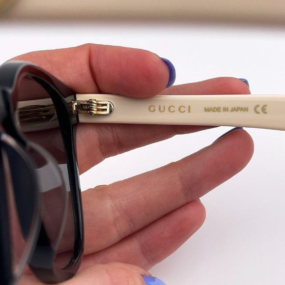 🔥 GUCCI Logo GG1001SK 003 Sunglasses Black White Gray Rectangle Women - Picture 5 of 9